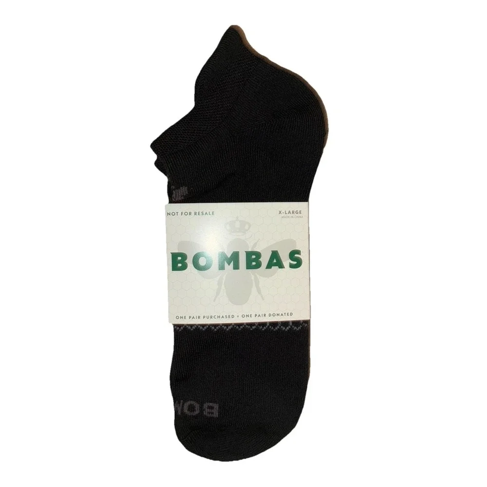 BOMBAS Socks Men's XL (US 13.5-16) Black Gray Ankle Logo NEW‎ Lot Of 5